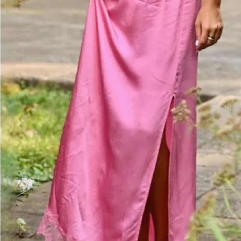 Aerie Pink Maxi Slit Skirt for Casual Resort Wear